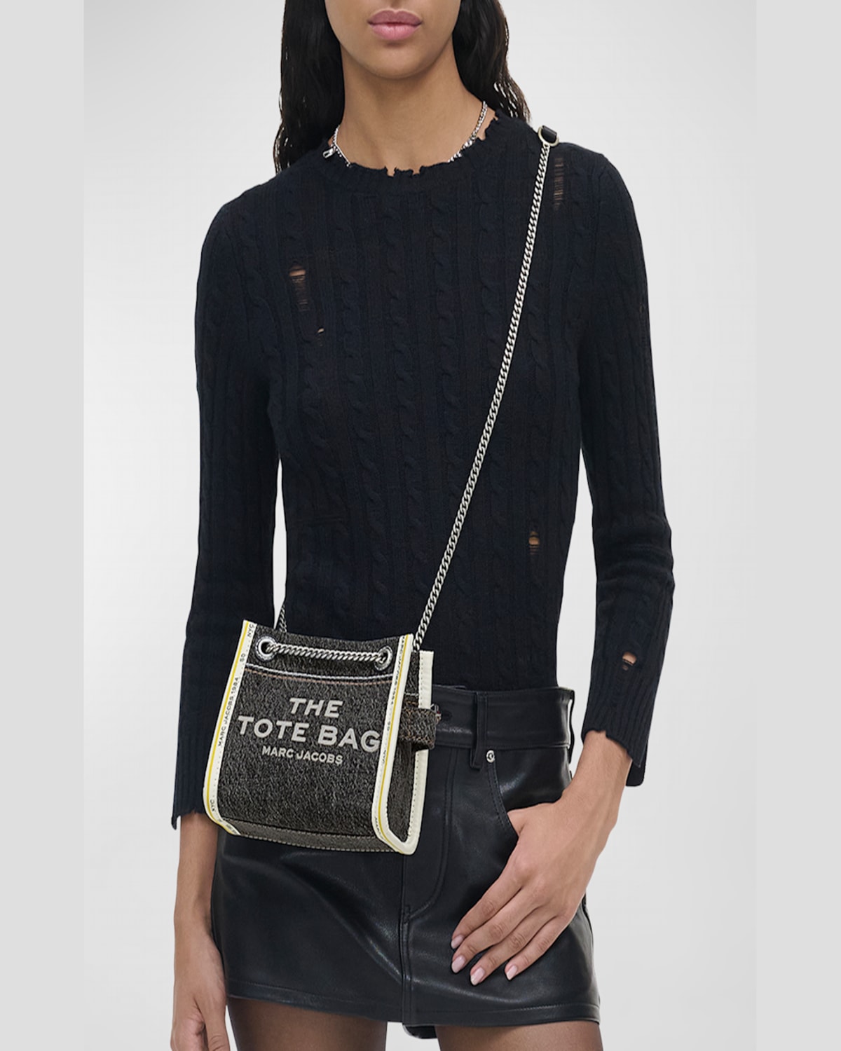 Marc Jacobs The Denim Chain Crossbody Bag In Black Wash