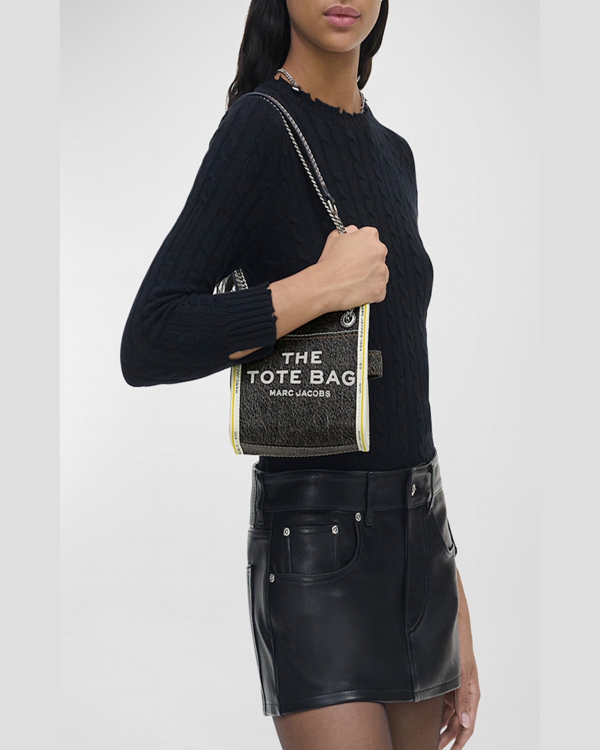 Marc Jacobs The Denim Chain Crossbody Bag In Black Wash