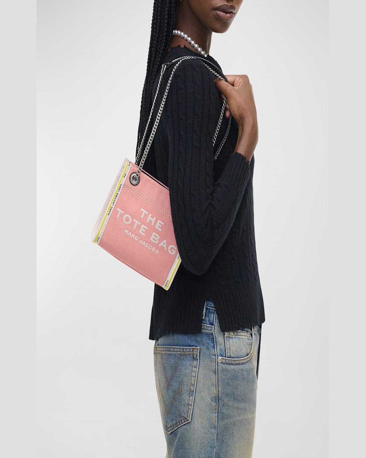 Marc Jacobs The Denim Chain Crossbody Tote Crossbody Bags Pink In Ribbon Pink