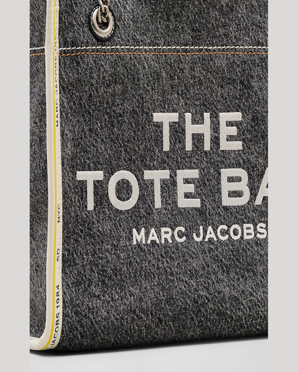Marc Jacobs The Denim Chain Medium Tote Bag In Black