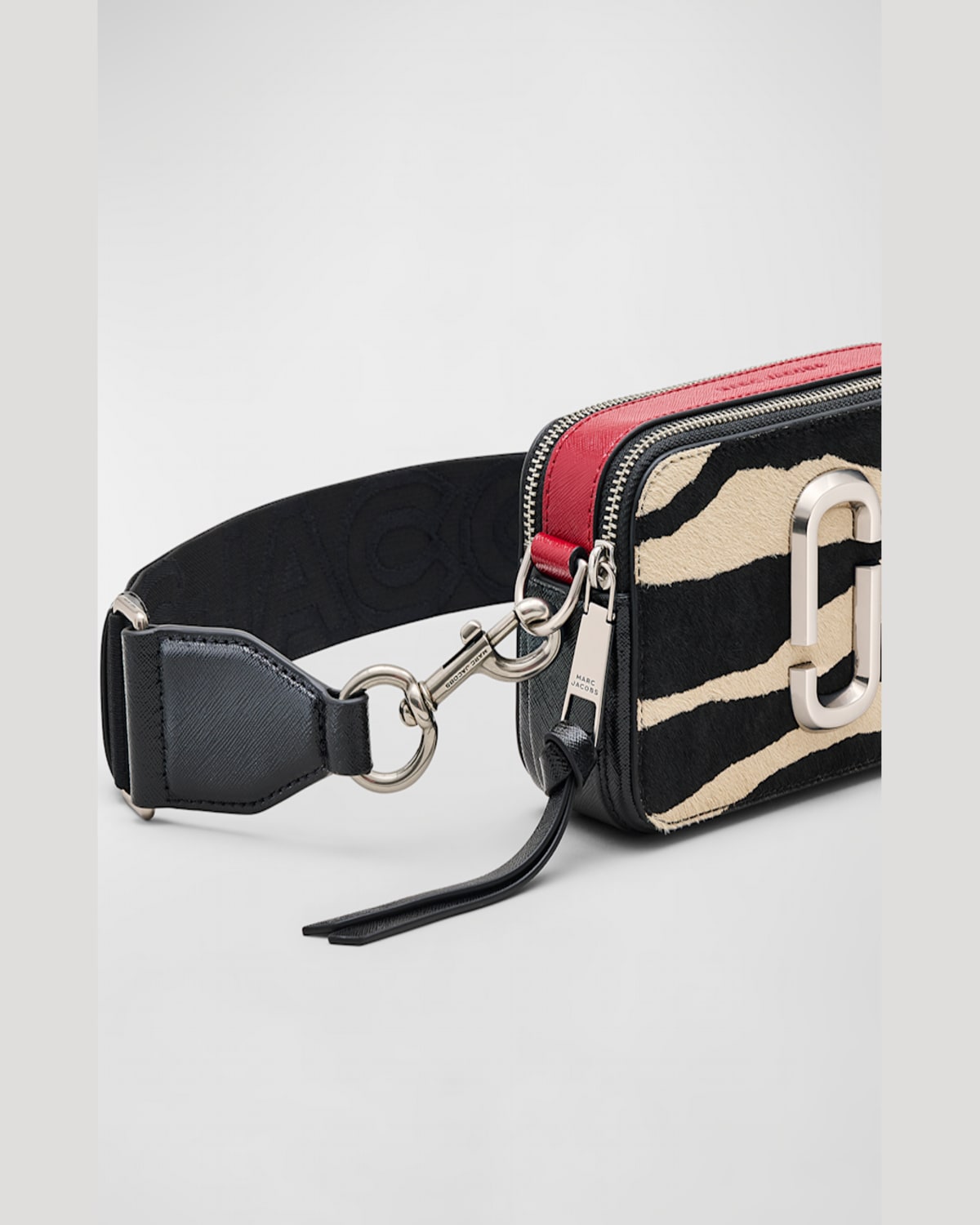 Shop Marc Jacobs The Zebra Calf Hair Snapshot In Blackwhite