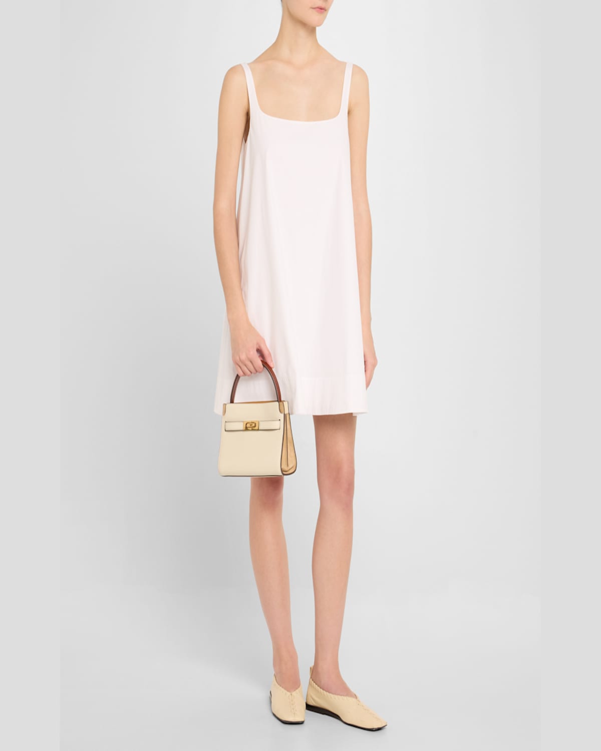 Tory Burch Lee Radziwill Petite Double Top-handle Bag In New Cream