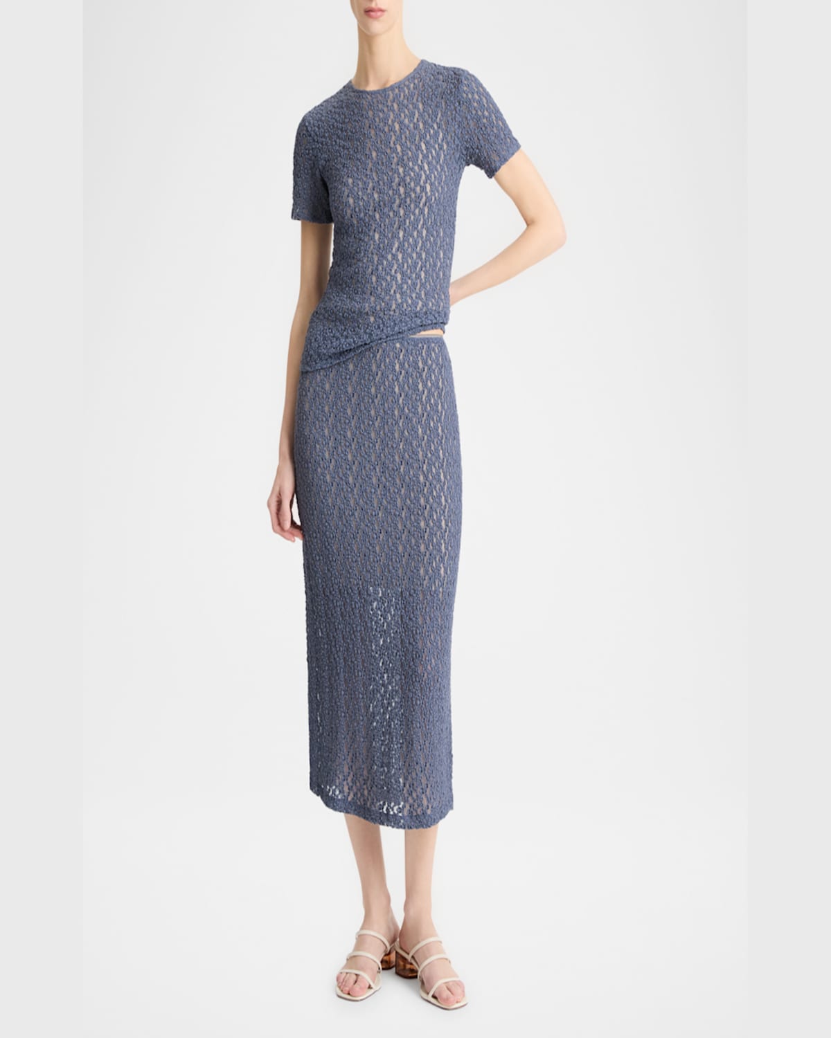 Vince Floral Smocked Midi Skirt In Mauve Thistle