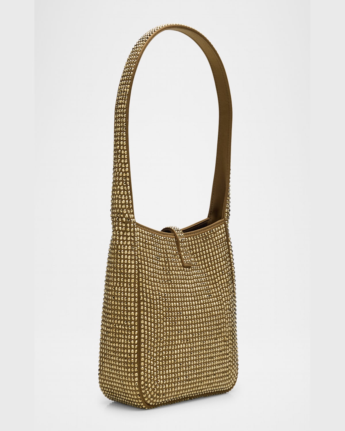 Saint Laurent Le 5 A 7 Ysl Hobo Bag In Rhinestone Satin In Havana