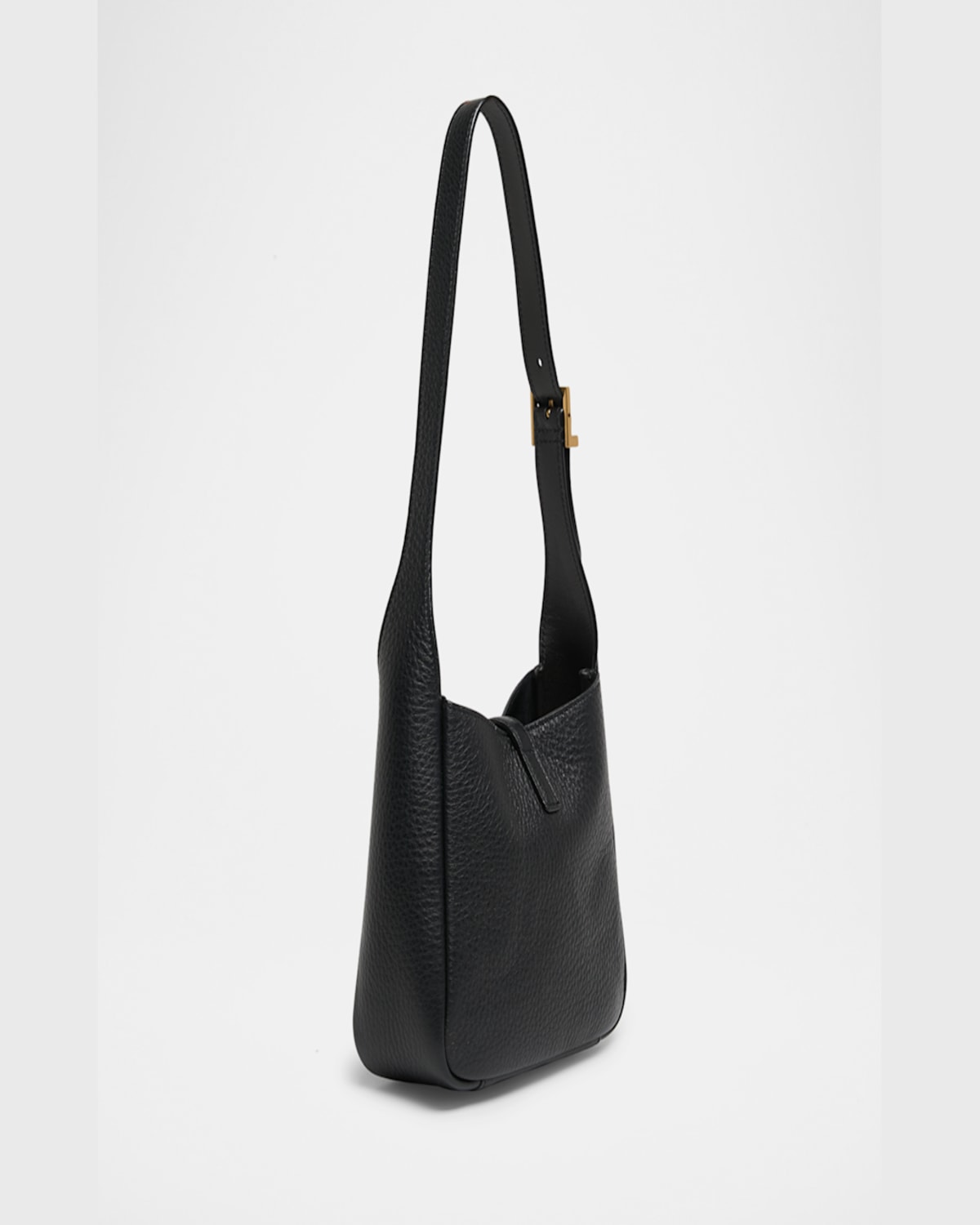 Saint Laurent Le 5 A 7 Ysl Hobo Bag In Deer Leather In Noir