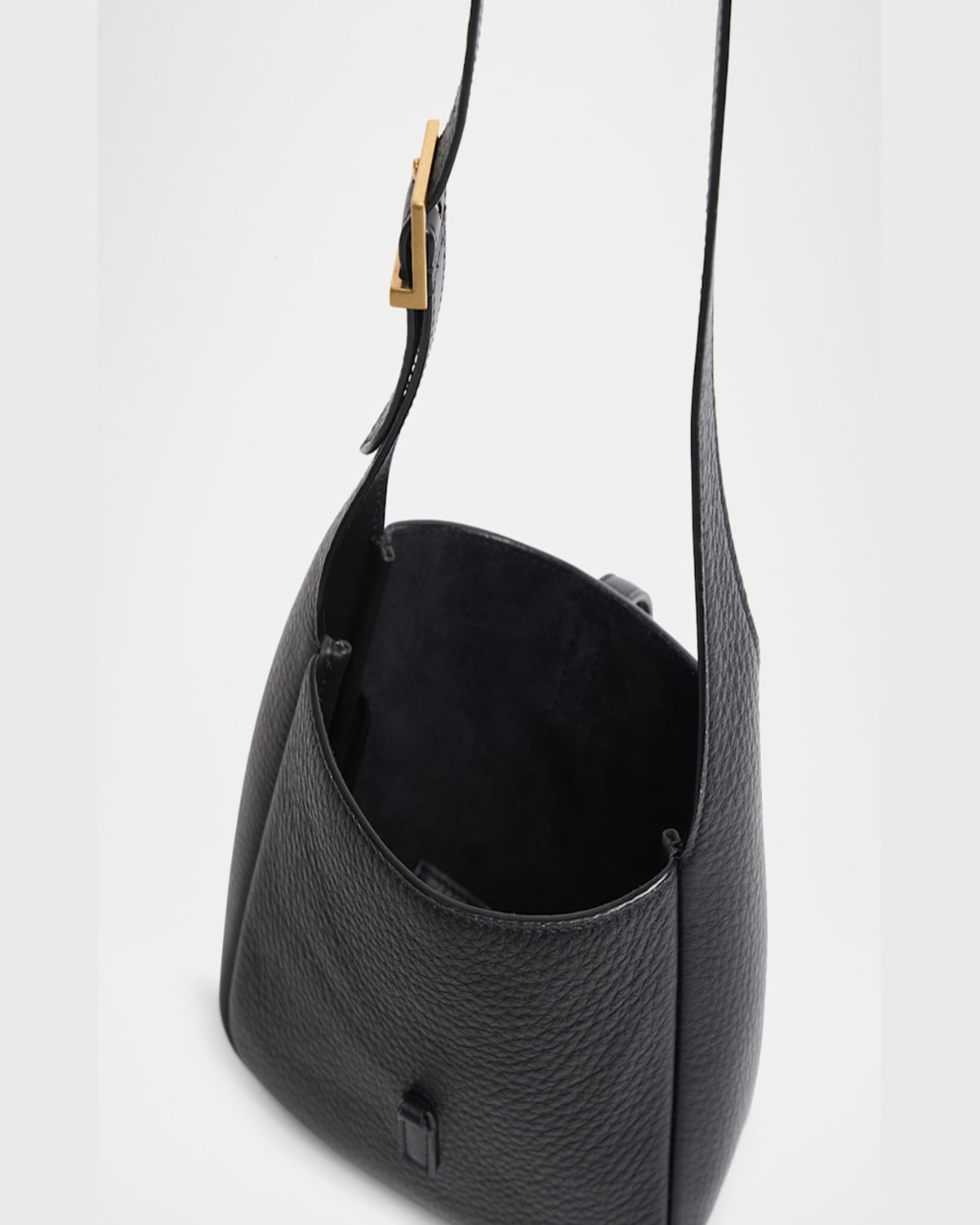 Saint Laurent Le 5 A 7 Ysl Hobo Bag In Deer Leather In Noir