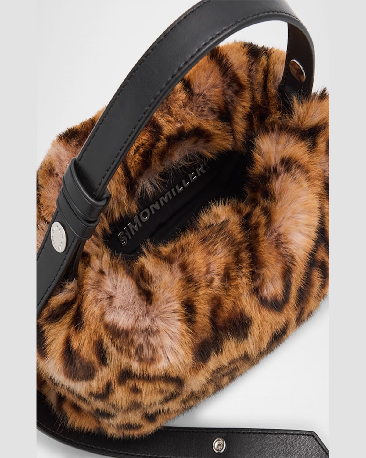 Simonmiller Puffin Mini Cheetah Faux Fur Shoulder Bag In Cheetah Scramble
