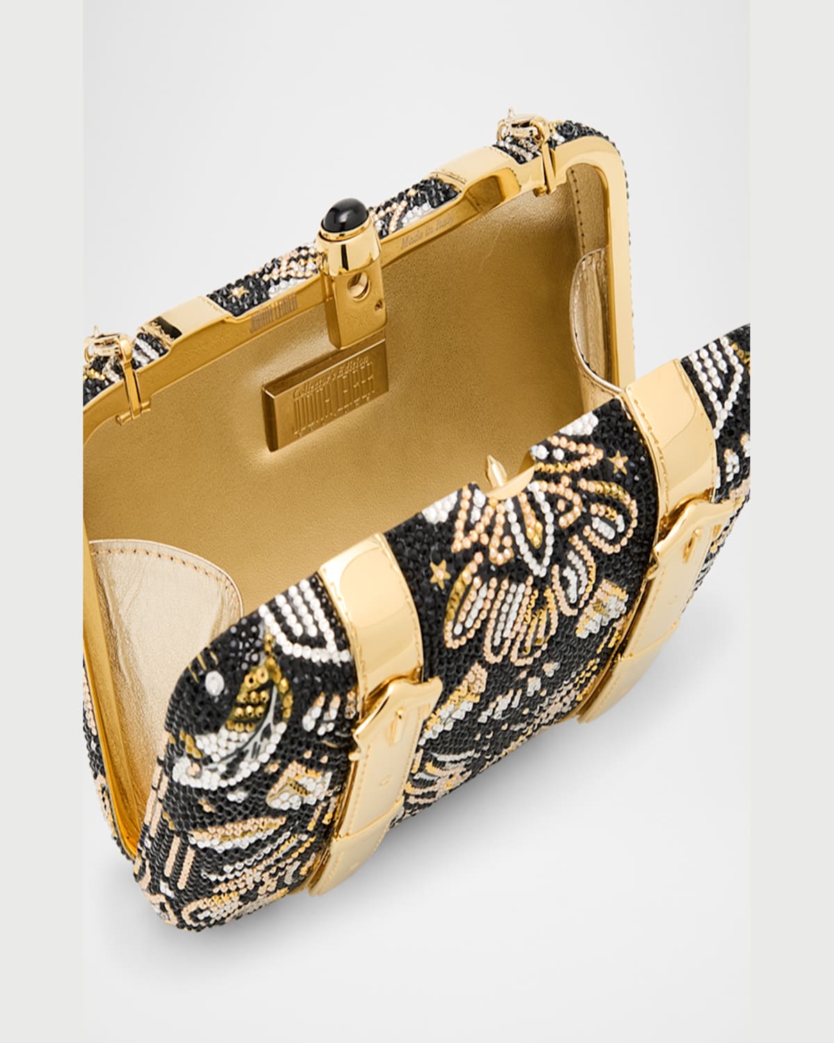 Judith Leiber Valise Voyage Crystal Clutch Bag In Champagne Jet Multi