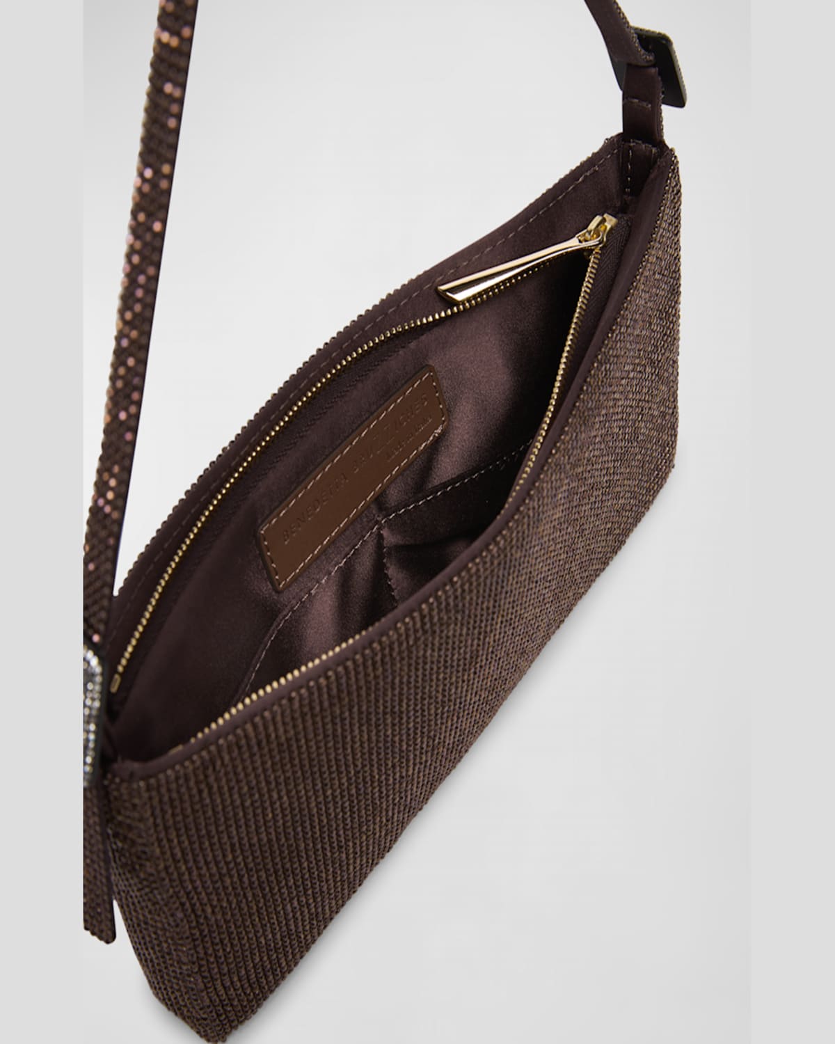 Benedetta Bruzziches Your Best Friend La Grande Mesh Crystal Shoulder Bag In Chocolat