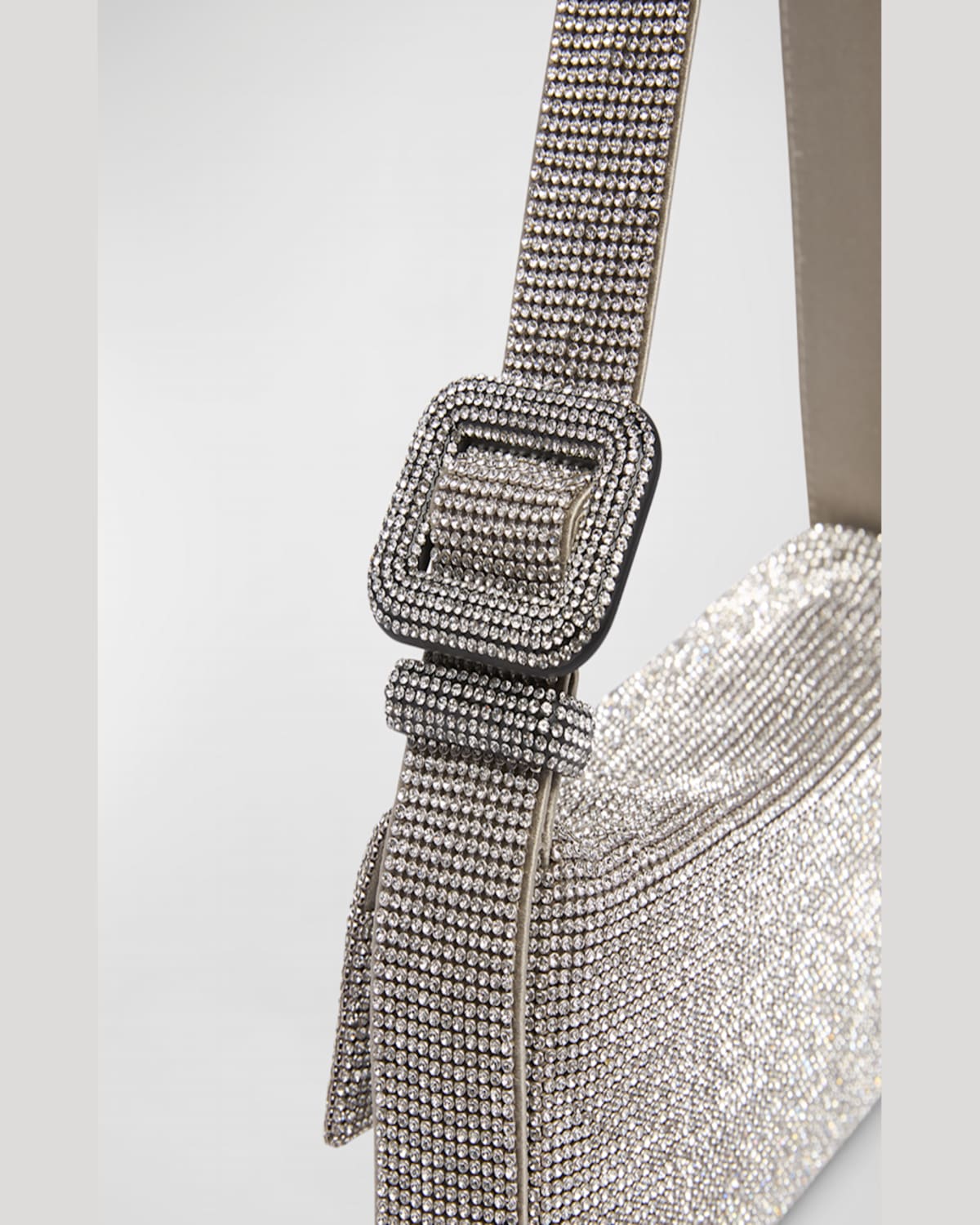 Benedetta Bruzziches Vitty La Mignon' Silver Shoulder Bag With Gem Embellishment In Rhinestone Mesh In Crystal On Silver