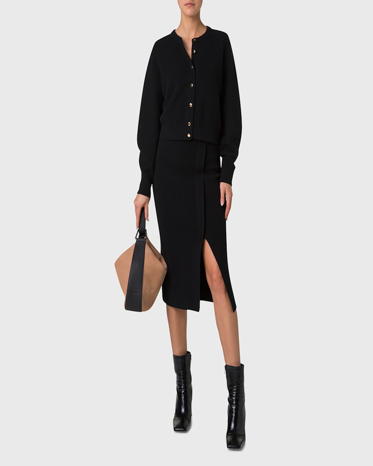 AKRIS ANNA MEDIUM NUBUCK LEATHER HOBO BAG 