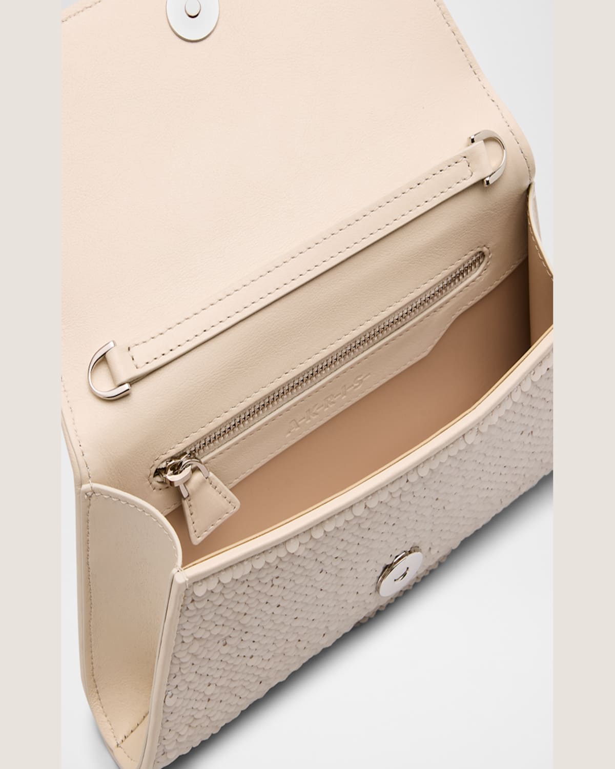 Shop Akris Anouk Mini Sequined Clutch Bag In Alabaster