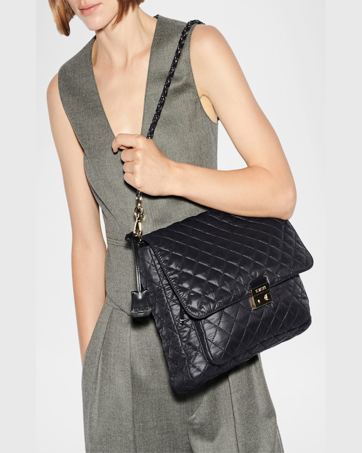 Shop Mz Wallace Crosby Lock Large Quilted Crossbody Bag In Black