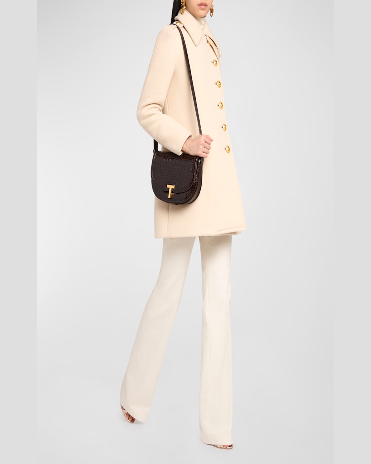 Tom Ford Wallis Stamped Crocodile Leather Crossbody Bag In Espresso