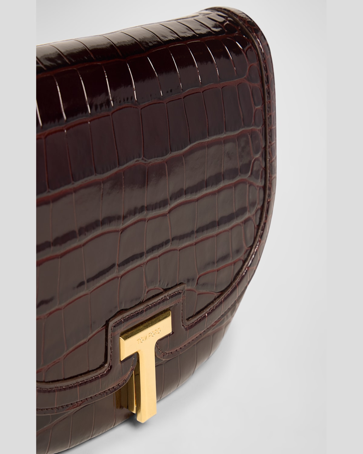 Tom Ford Wallis Stamped Crocodile Leather Crossbody Bag In Espresso