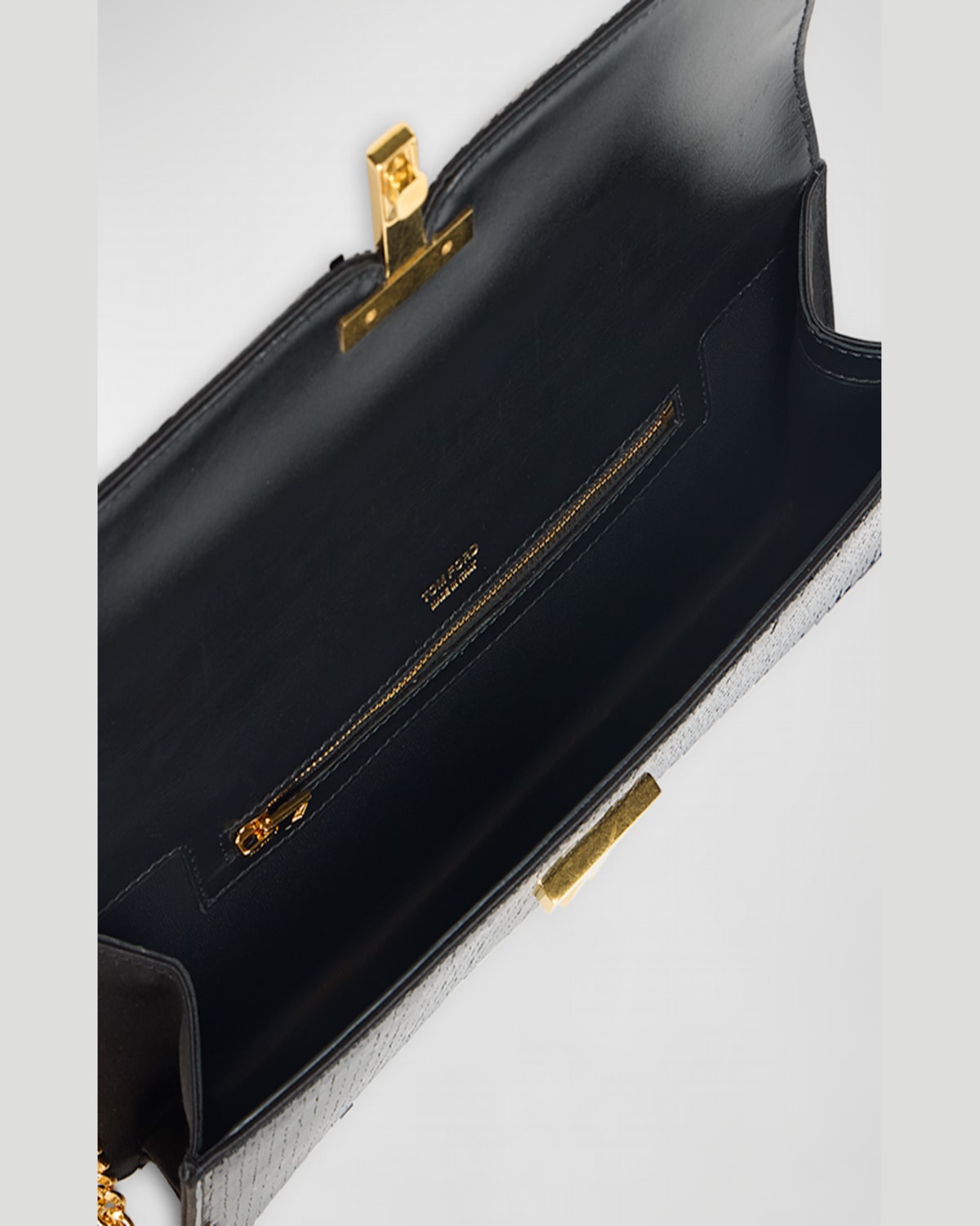Tom Ford Wallis Sequined Squared Clutch Bag In Black
