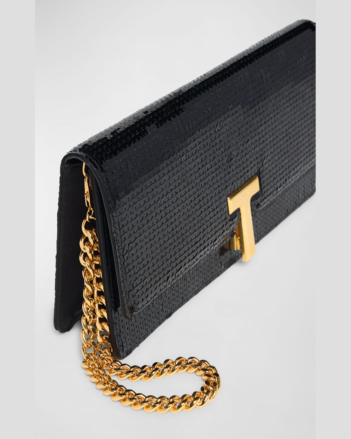 Tom Ford Wallis Sequined Squared Clutch Bag In Black