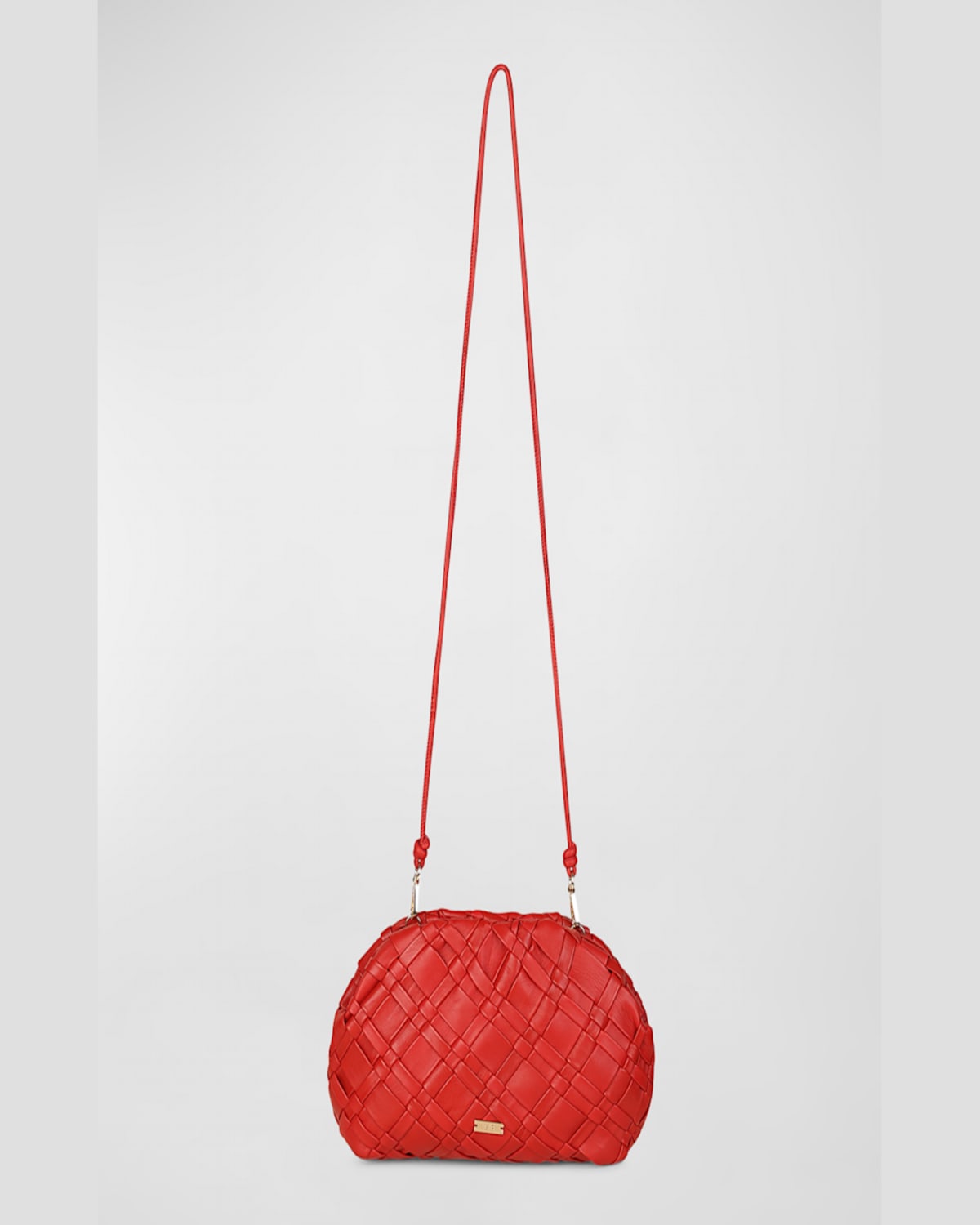 Rafe Aya Frame Woven Leather Clutch Bag In Cherry