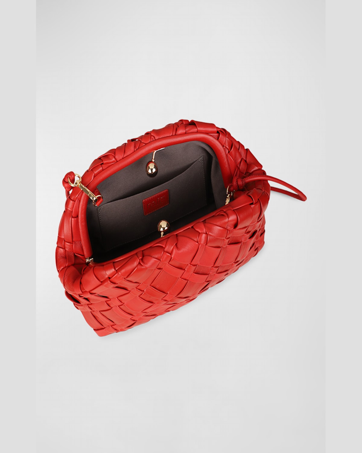 Rafe Aya Frame Woven Leather Clutch Bag In Cherry