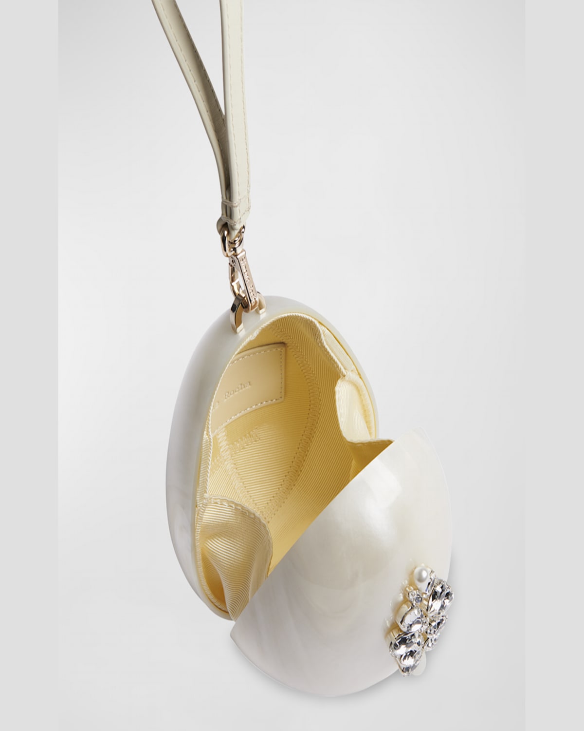 Simone Rocha Micro Pearly Egg Crossbody Bag In Pearlclear