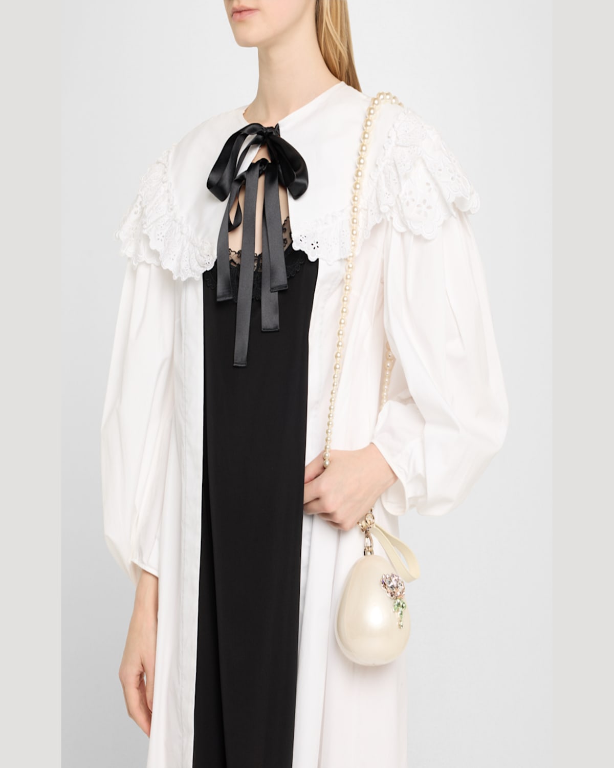 Simone Rocha Micro Pearly Egg Crossbody Bag In Pearl Pink Multi