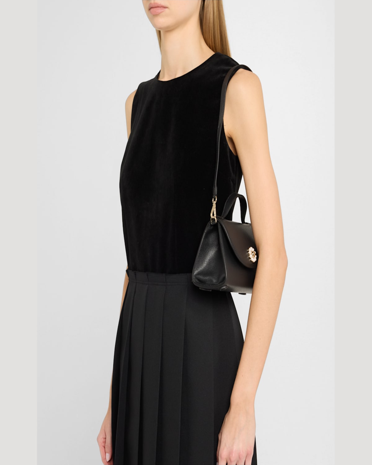 Simone Rocha Valentine Pochette Leather Shoulder Bag In Black