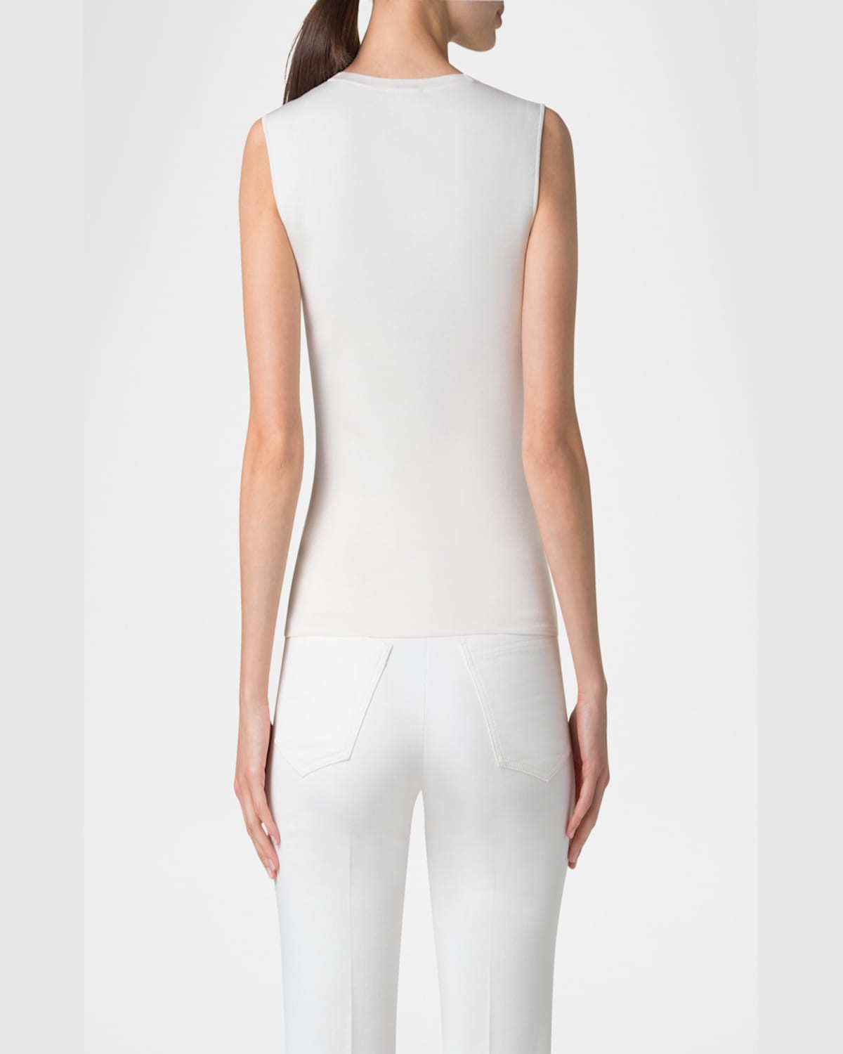 Akris Sleeveless Fitted Silk Stretch Knit Top In Seashell