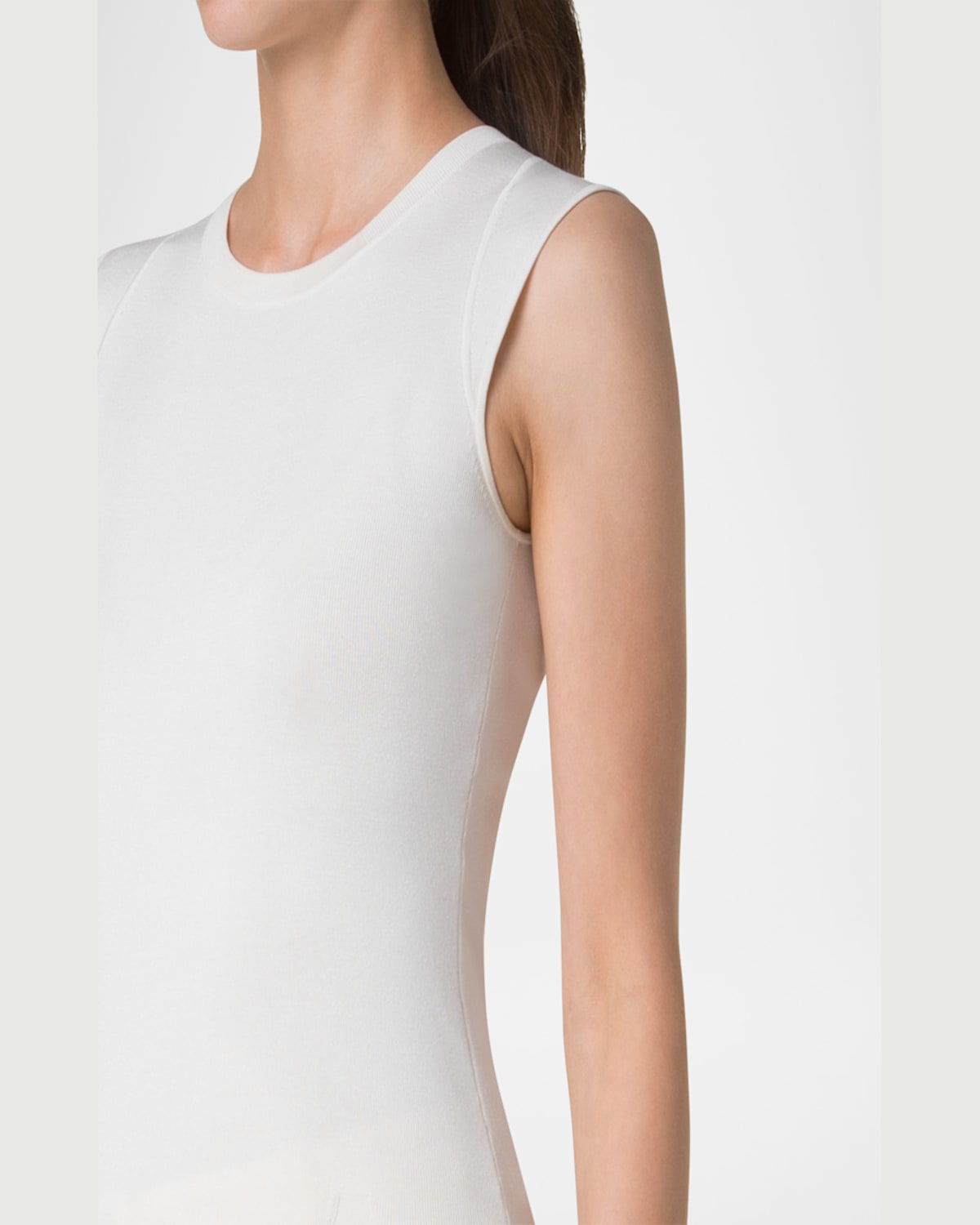 Akris Sleeveless Fitted Silk Stretch Knit Top In Seashell