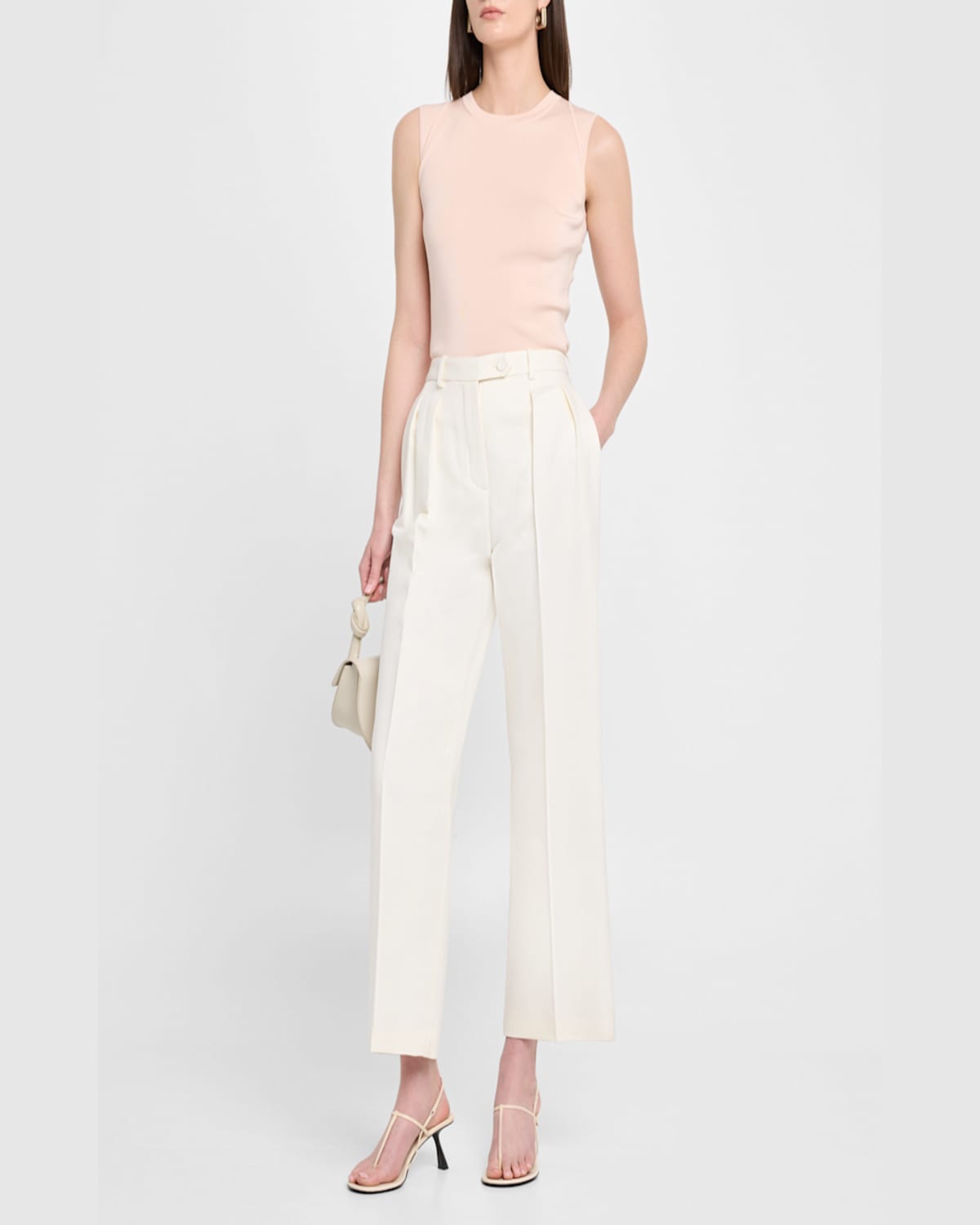 Akris Sleeveless Fitted Silk Stretch Knit Top In Seashell