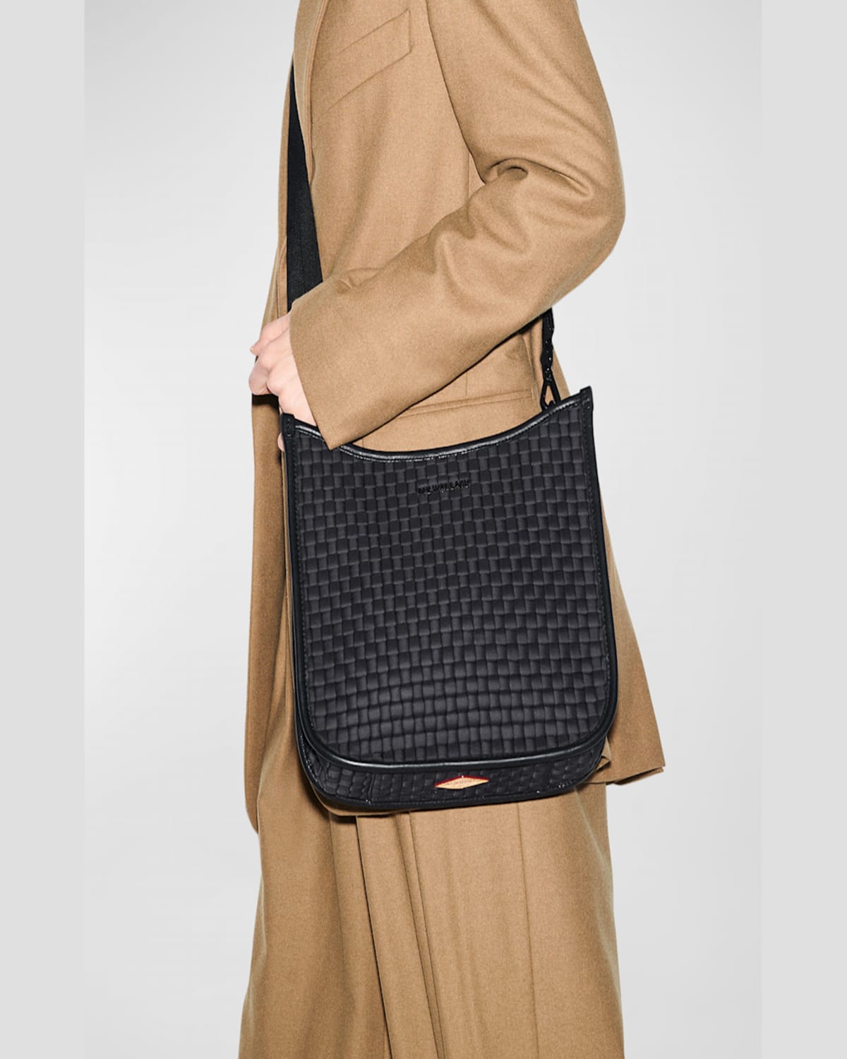 Mz Wallace Wove Box Nylon Crossbody Bag In Black