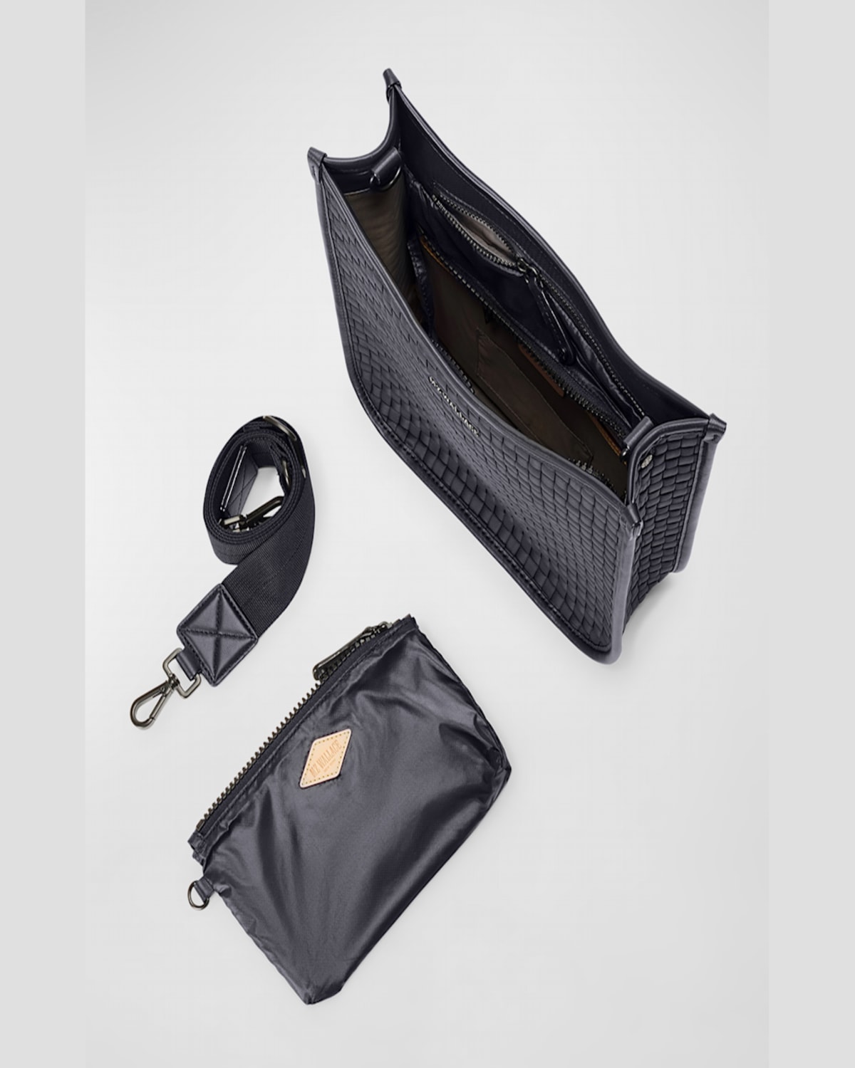 Mz Wallace Wove Box Nylon Crossbody Bag In Black