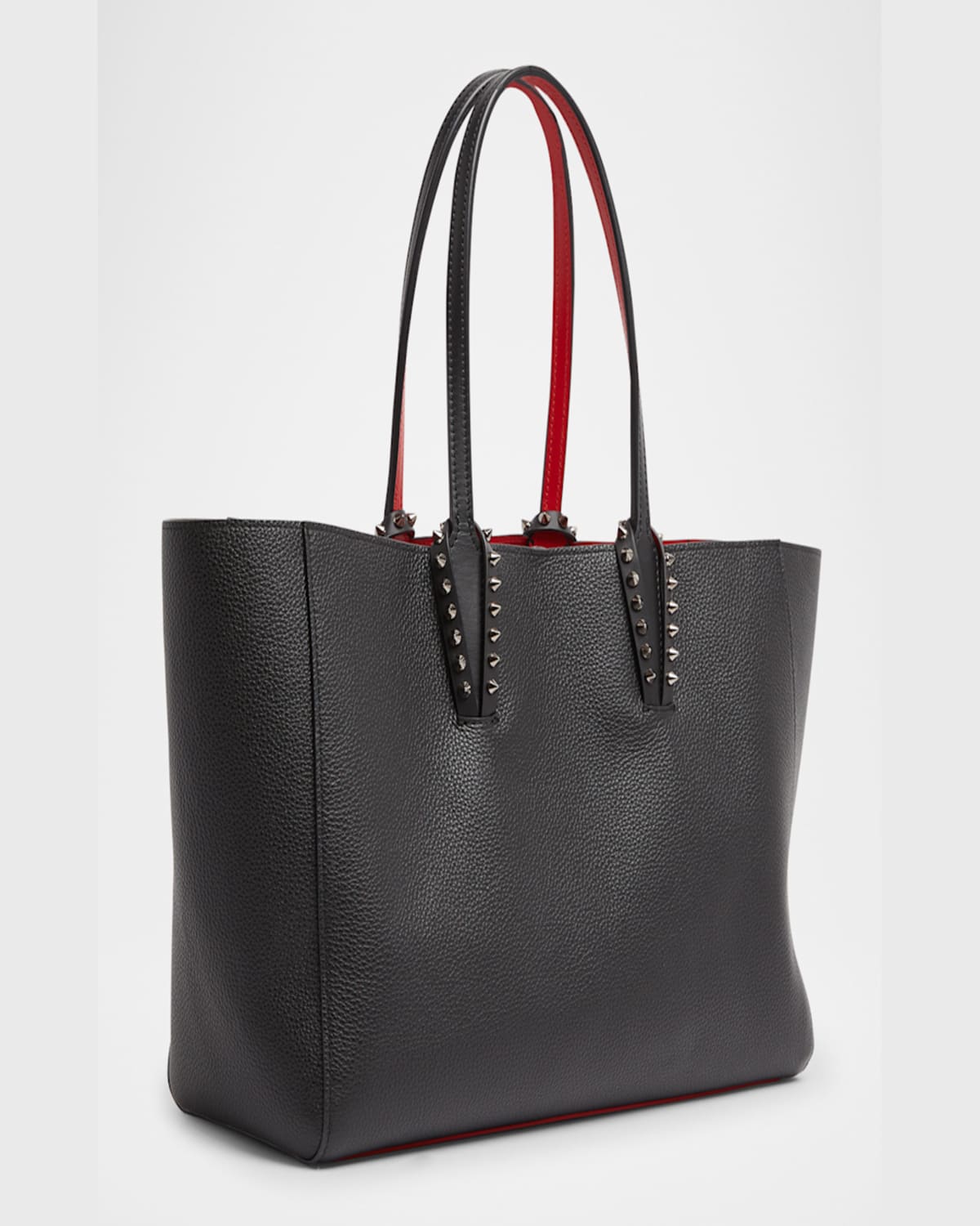 Christian Louboutin Cabata Soft Small Tote Bag In Grained Leather In Bianco