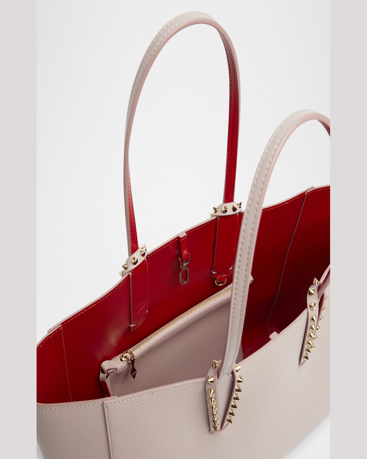 Christian Louboutin Cabata Soft Small Tote Bag In Grained Leather In Vintage Rose/gold