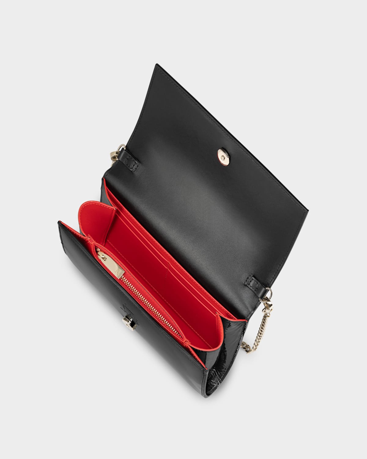 Shop Christian Louboutin Paloma Loubinthesky Patent Leather Wallet On Chain In Black/multi