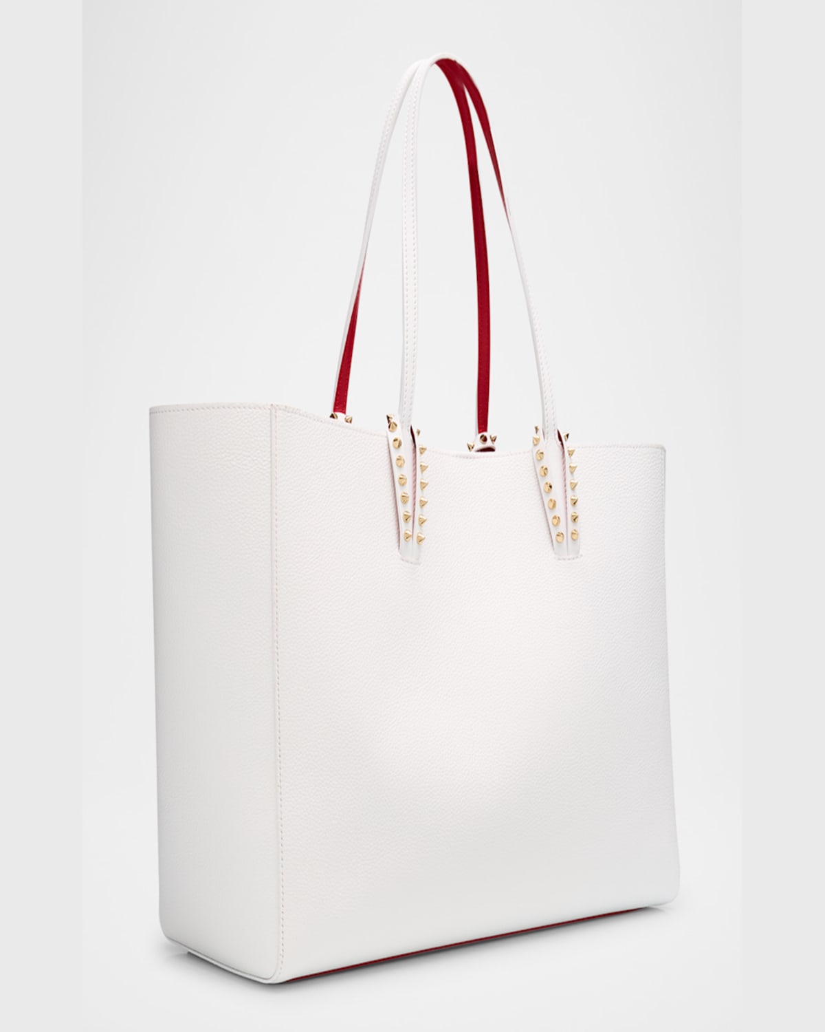 Christian Louboutin Cabata Soft Large Tote Bag In Grained Leather In Bianco