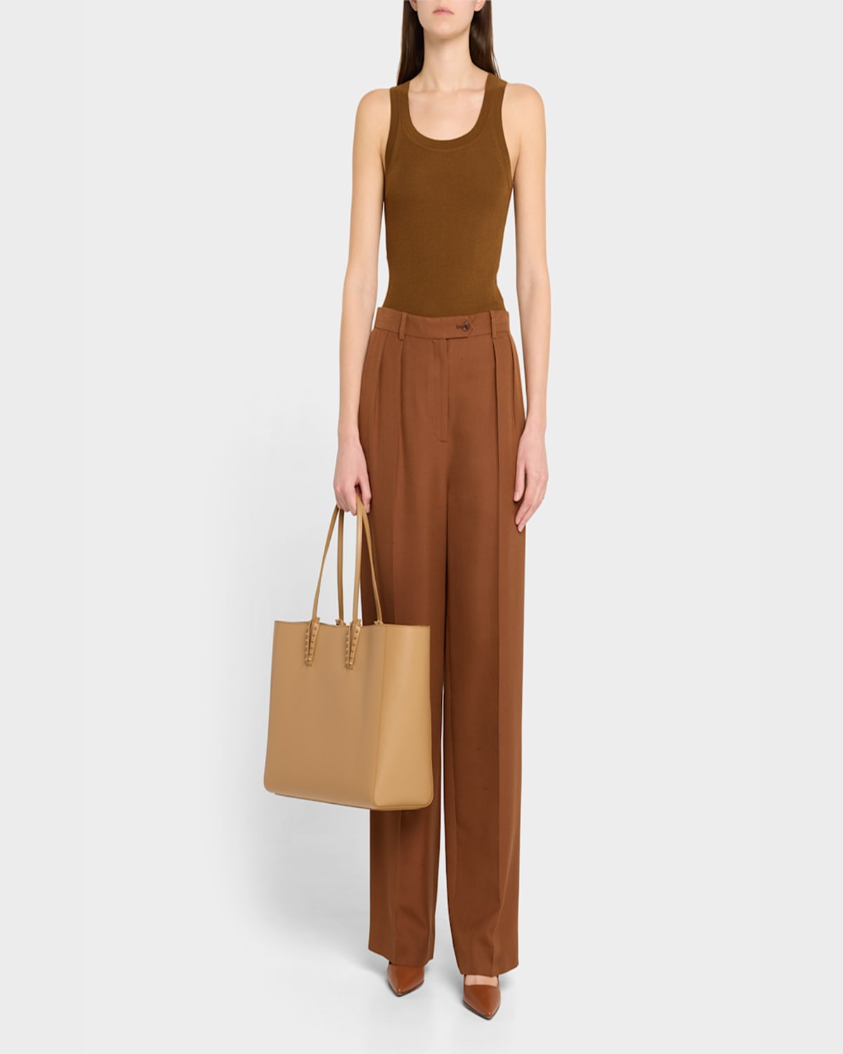 Christian Louboutin Cabata Soft Large Tote Bag In Grained Leather In Lionne