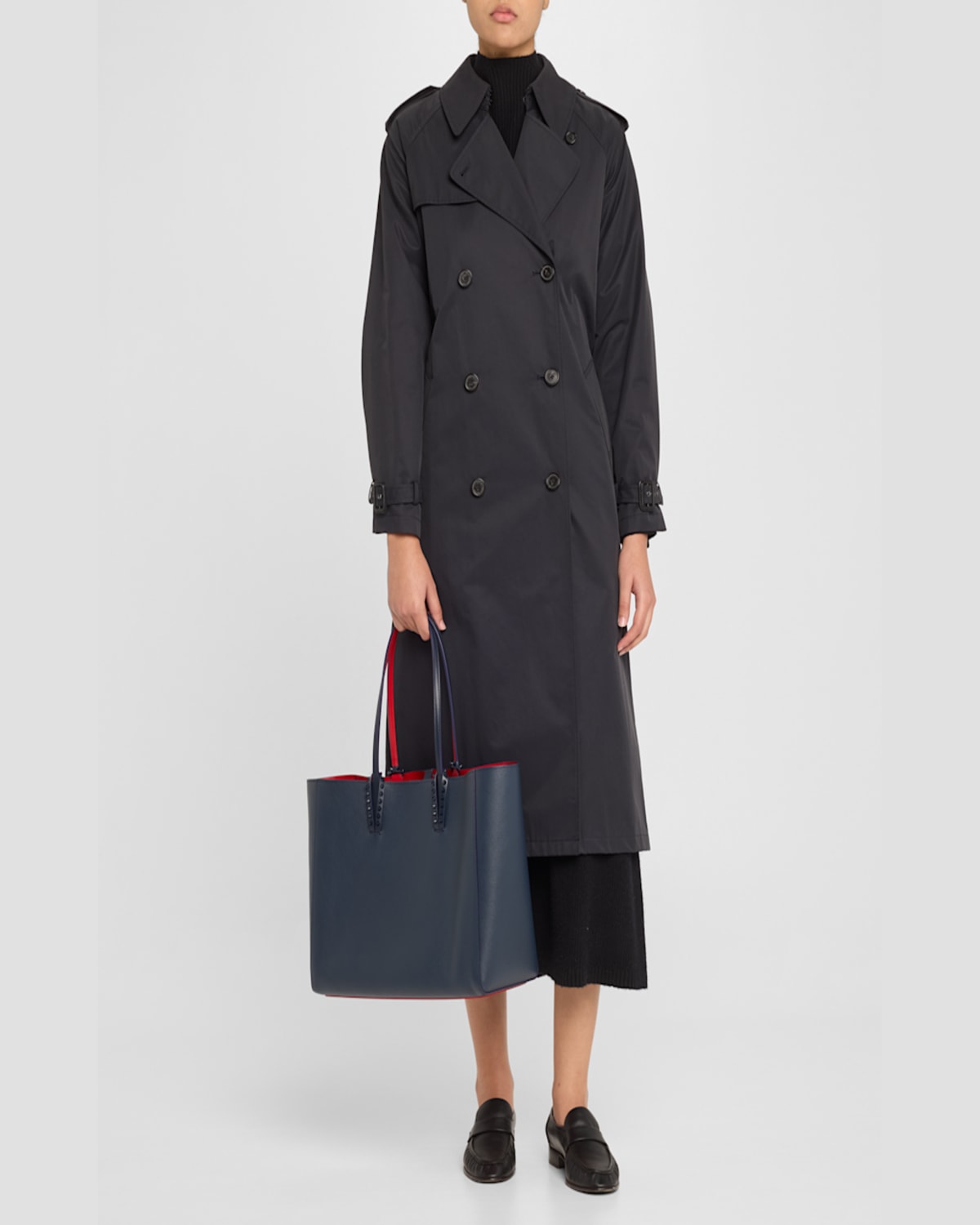 Christian Louboutin Cabata Soft Large Tote Bag In Grained Leather In Navy