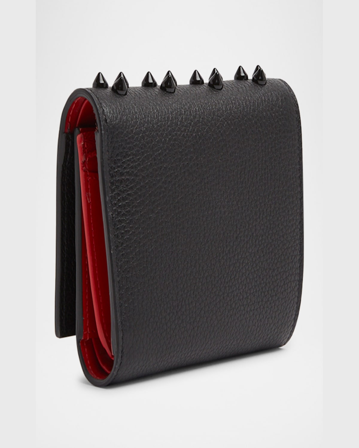 Christian Louboutin Paloma Loubinthesky Spike Leather Compact Wallet In Black