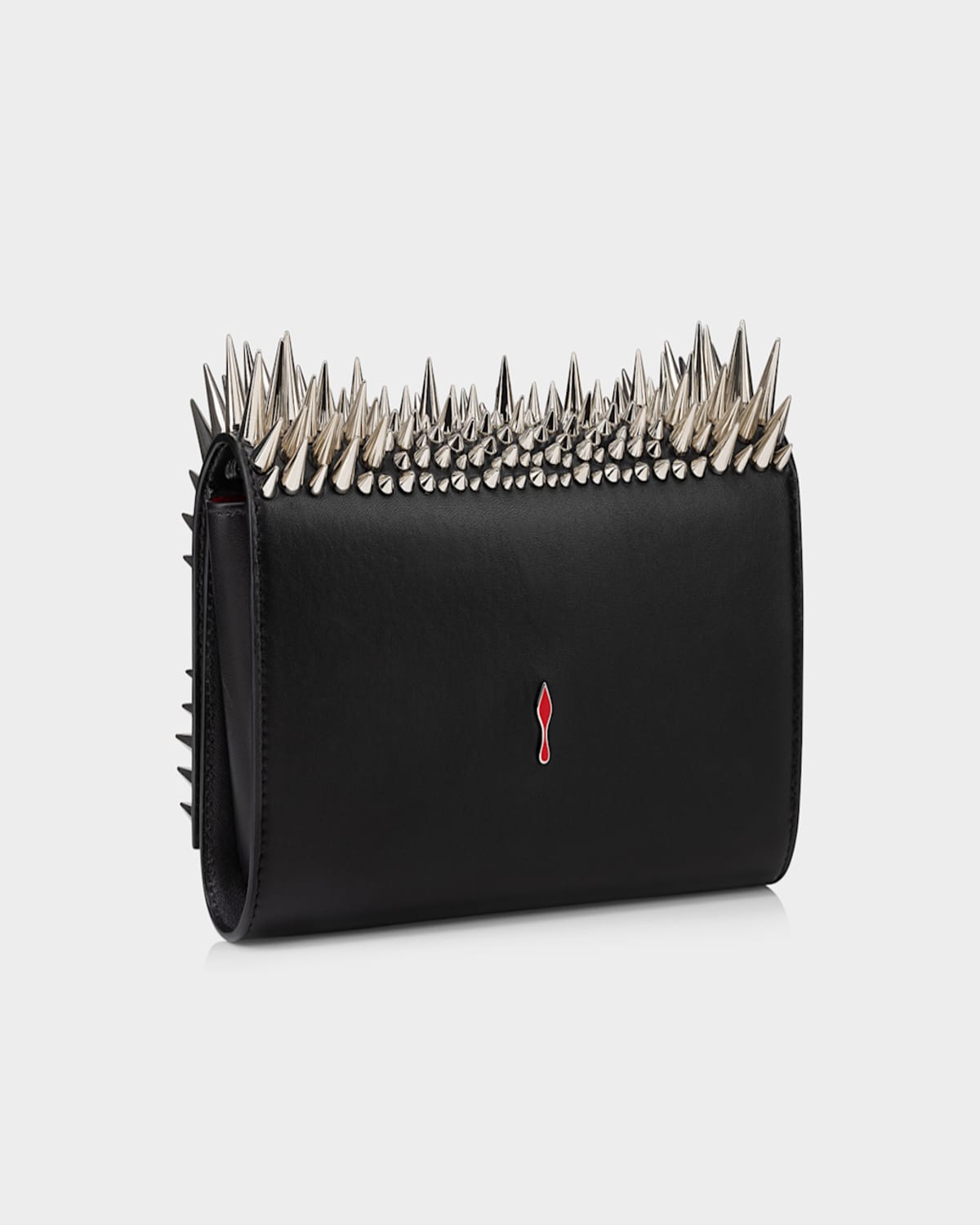 Christian Louboutin Paloma Spike Leather Clutch Bag In Black/silver