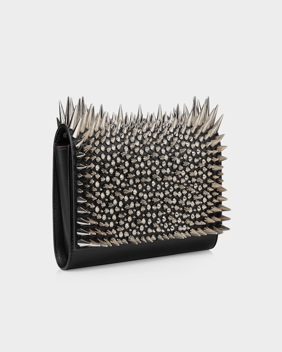 Christian Louboutin Paloma Spike Leather Clutch Bag In Black/silver