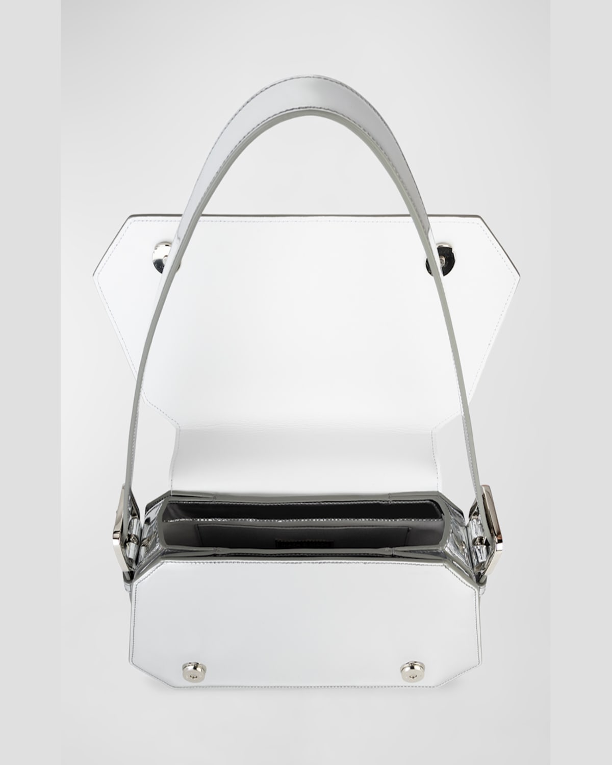 Mach&mach Bow Metallic Leather Shoulder Bag In Silver