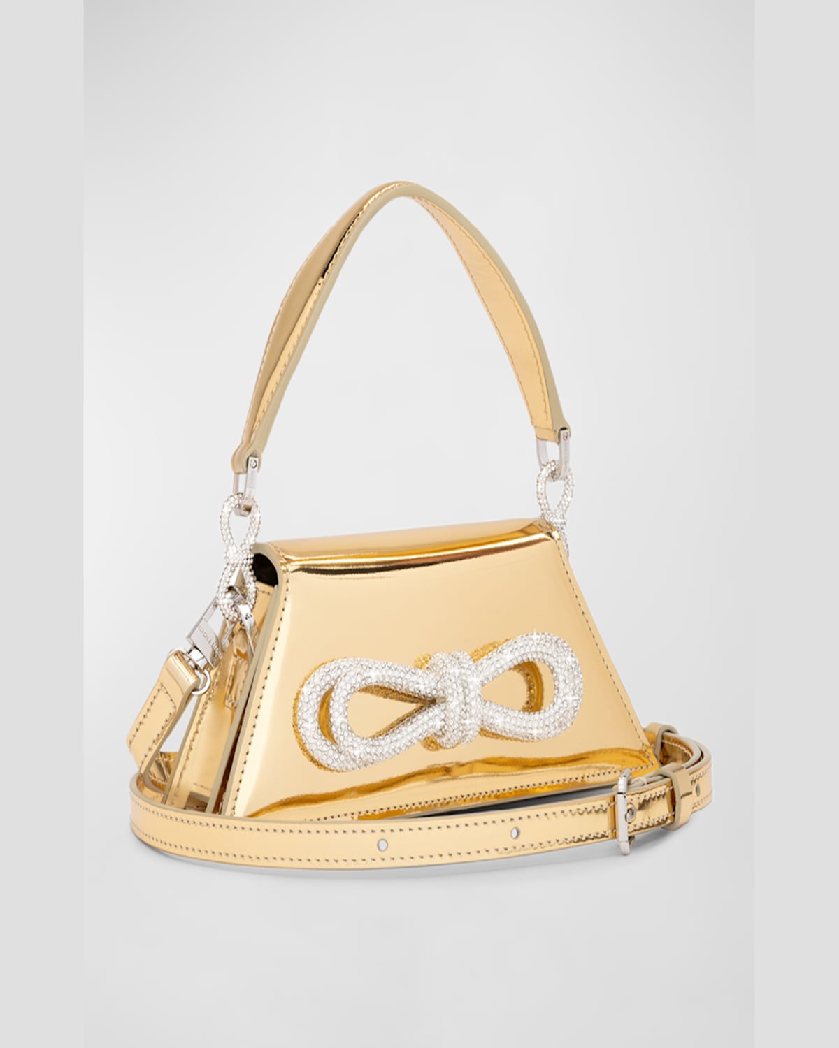 Mach&mach Samantha Bow Metallic Leather Top-handle Bag In Gold