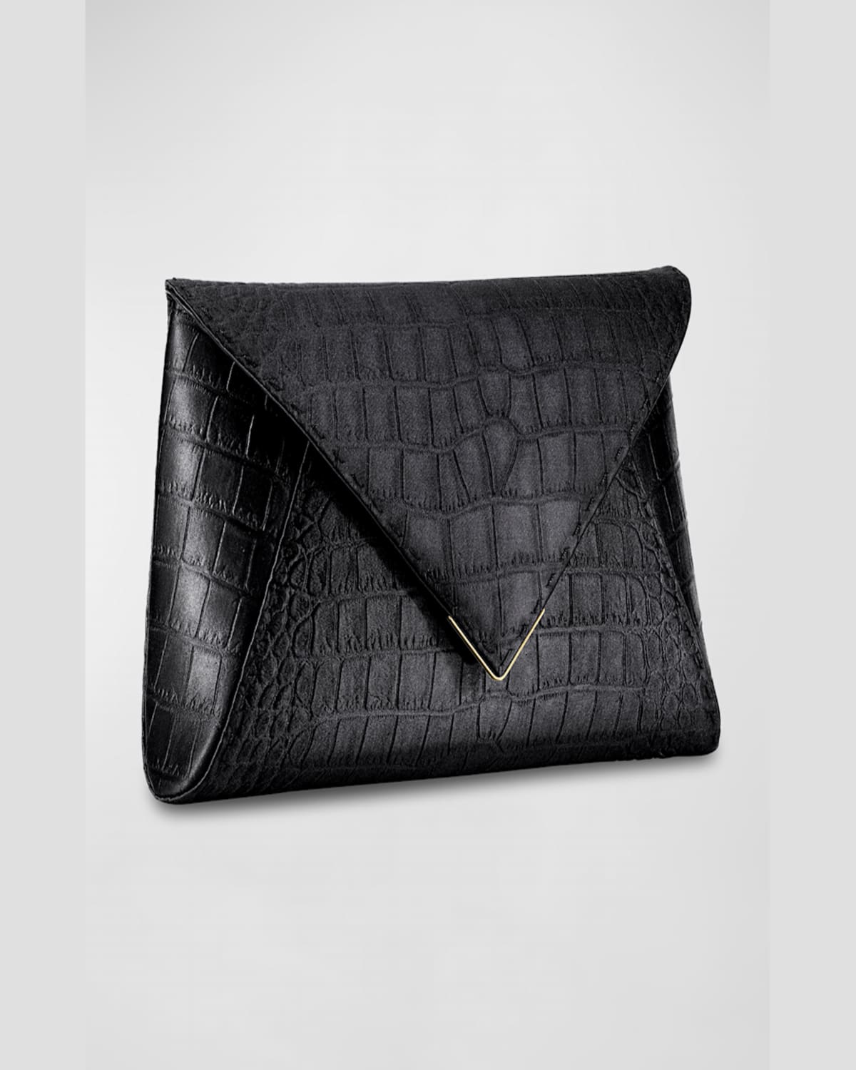 Tyler Ellis Lee Large Croc-embossed Pouchette Clutch Bag In Black Diamond