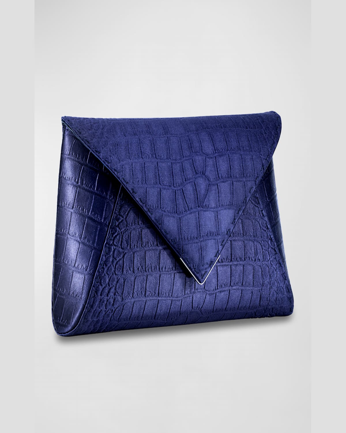 Tyler Ellis Lee Large Croc-embossed Pouchette Clutch Bag In Sapphire