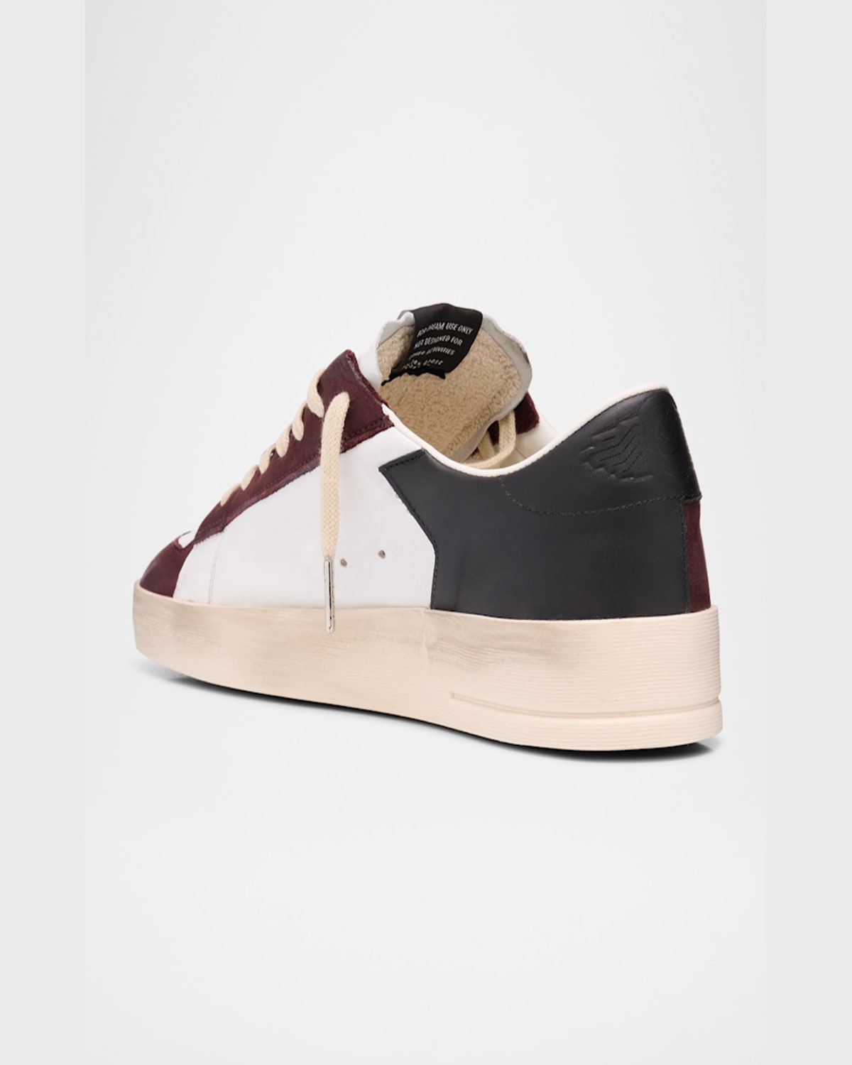 Golden Goose Men's Stardan Leather Low-top Sneakers In White/burgundy/black