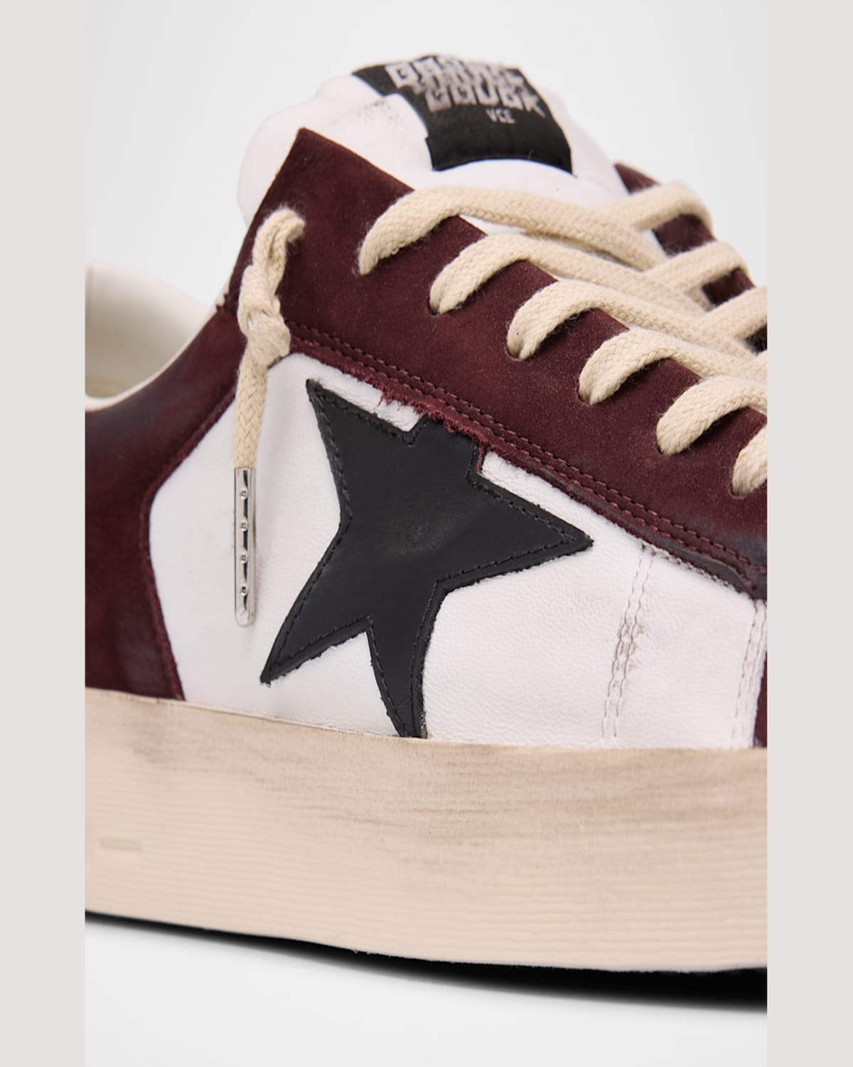 Golden Goose Men's Stardan Leather Low-top Sneakers In White/burgundy/black