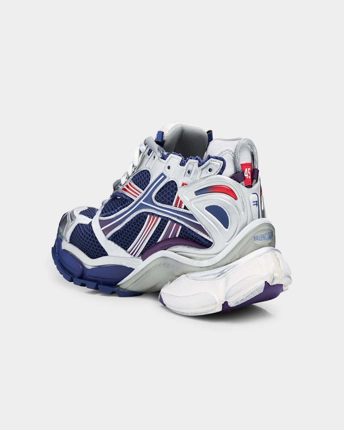 Shop Balenciaga Men's Mesh Runner Sneakers In 4610 Navy/red/grey