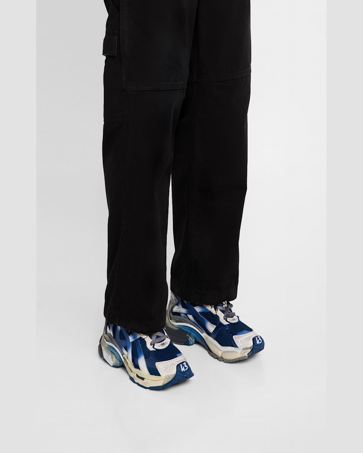 Shop Balenciaga Men's Mesh Runner Sneakers In 4610 Navy/red/grey