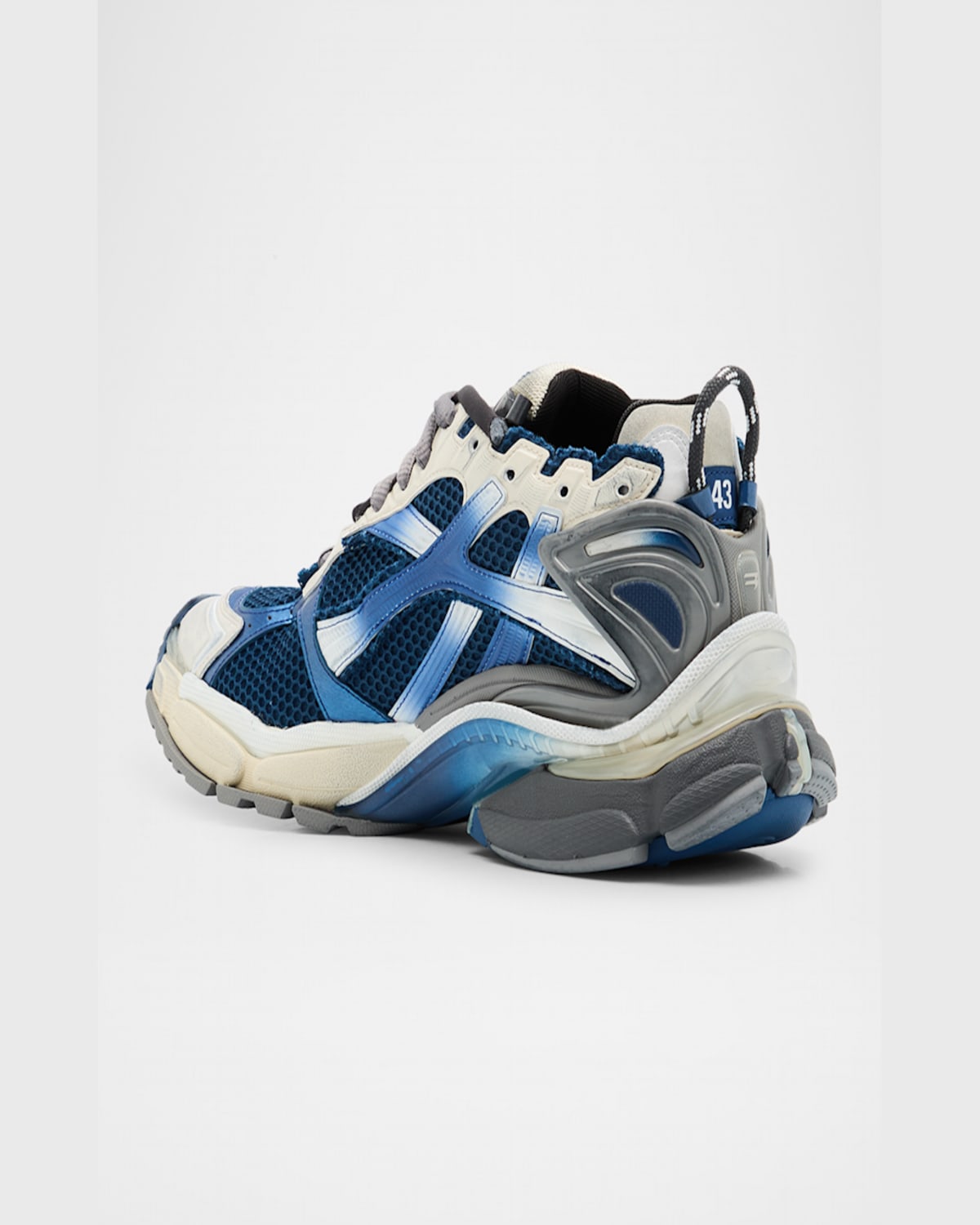 Shop Balenciaga Men's Mesh Runner Sneakers In 4610 Navy/red/grey