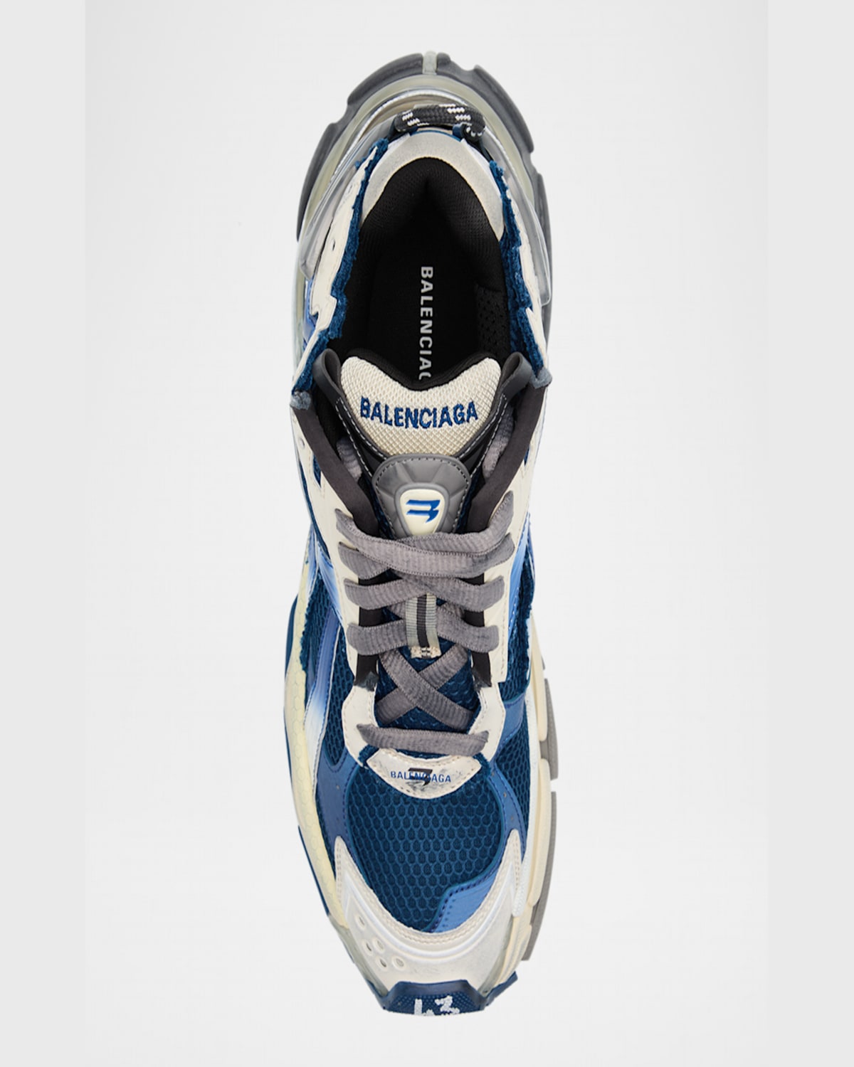 Shop Balenciaga Men's Mesh Runner Sneakers In 4610 Navy/red/grey